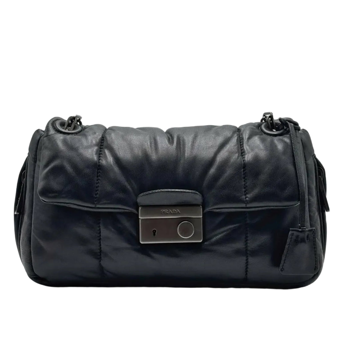 Prada Black Nappa Bomber Leather Flap Bag (Like new) YMJX29G
