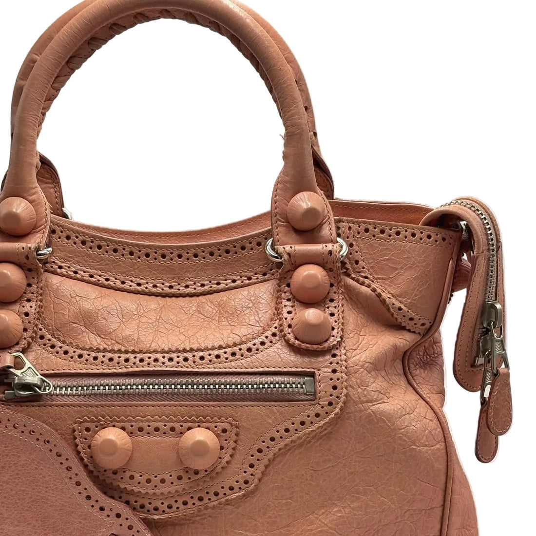 Balenciaga Grenadine Lambskin Leather Peach Giant Brogues Bag (Pre-owned) KVCKMH6