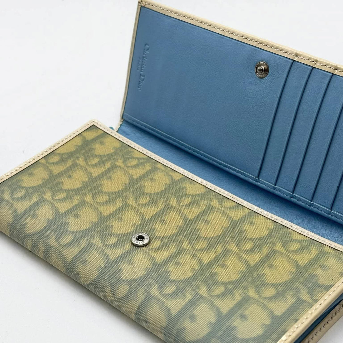 Christian Dior Logo Wallet Trotter Oblique Baby Blue (Pre-owned)