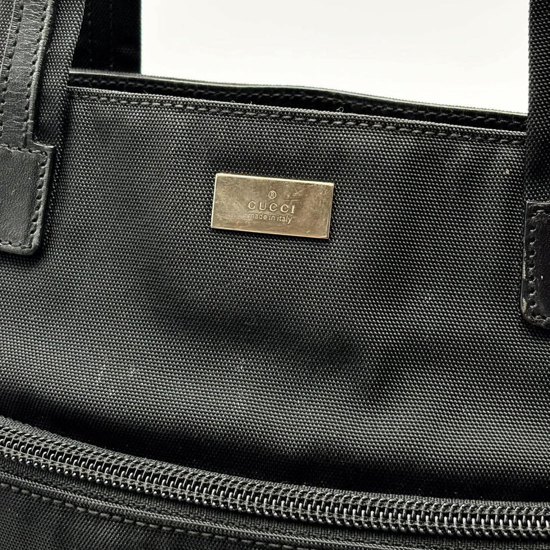 Gucci Handbag Tote Bag  Black Nylon Leather (Pre-owned)