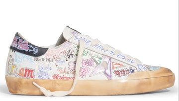 Golden Goose Men's Super-Star Graffiti-Print Leather White Silver Black (Women's)