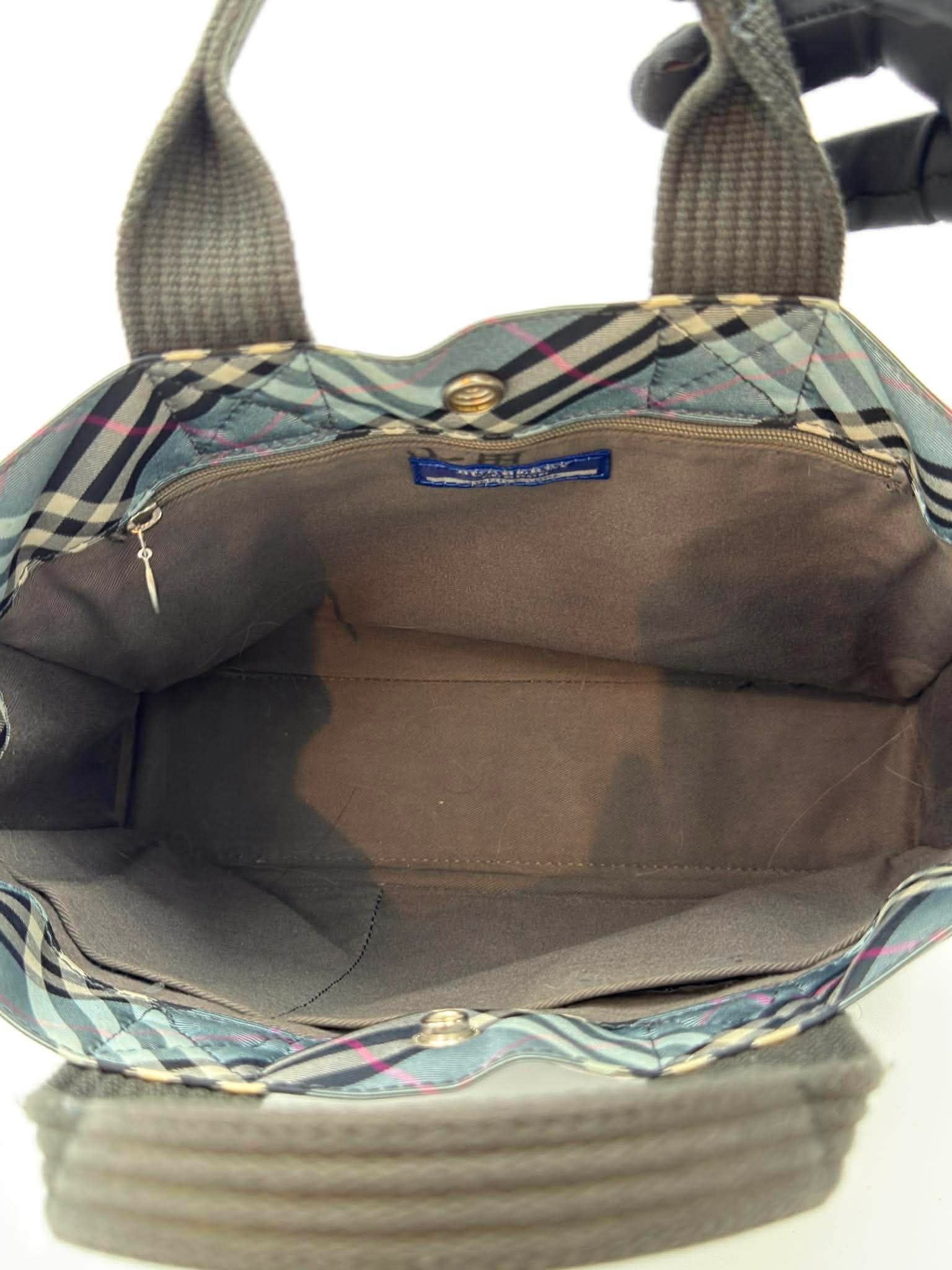 Burberry Blue Label Nova Check Mini Tote Bag in Light Bue Canvas (preo