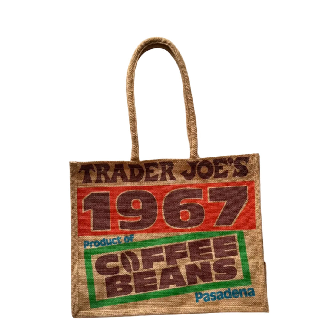 Trader Joe's Jute Bag Reusable 1967 Pasadena Coffee Beans Shopping Grocery Eco