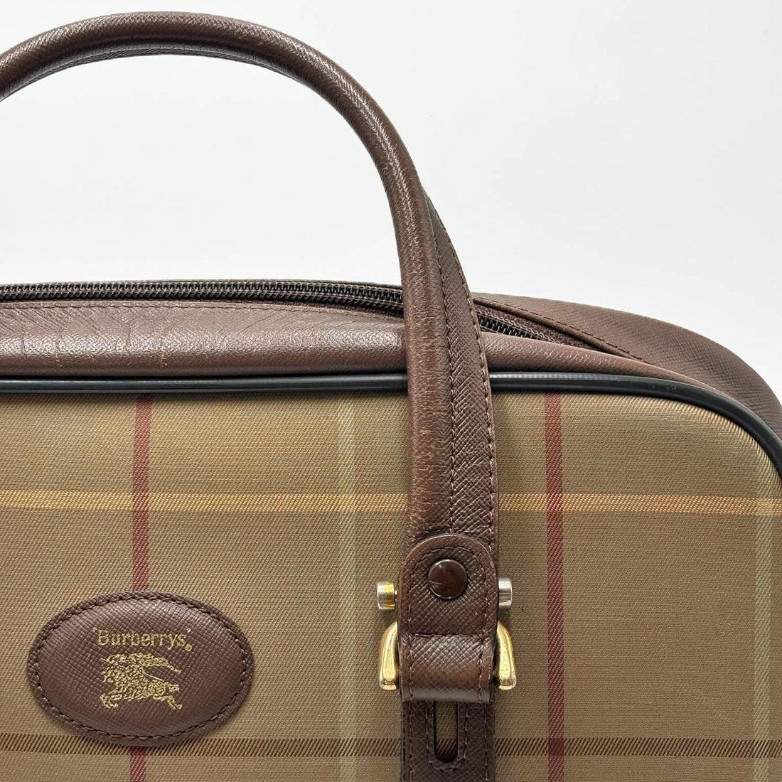 Burberry Vintage Beige/Brown Check Fabric Satchel (Pre-owned)