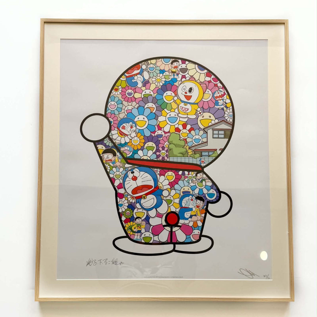 Takashi Murakami, Fujiko Fujio, Kaikai Kiki,Doraemon in the Field of Flowers (Framed) ed1000