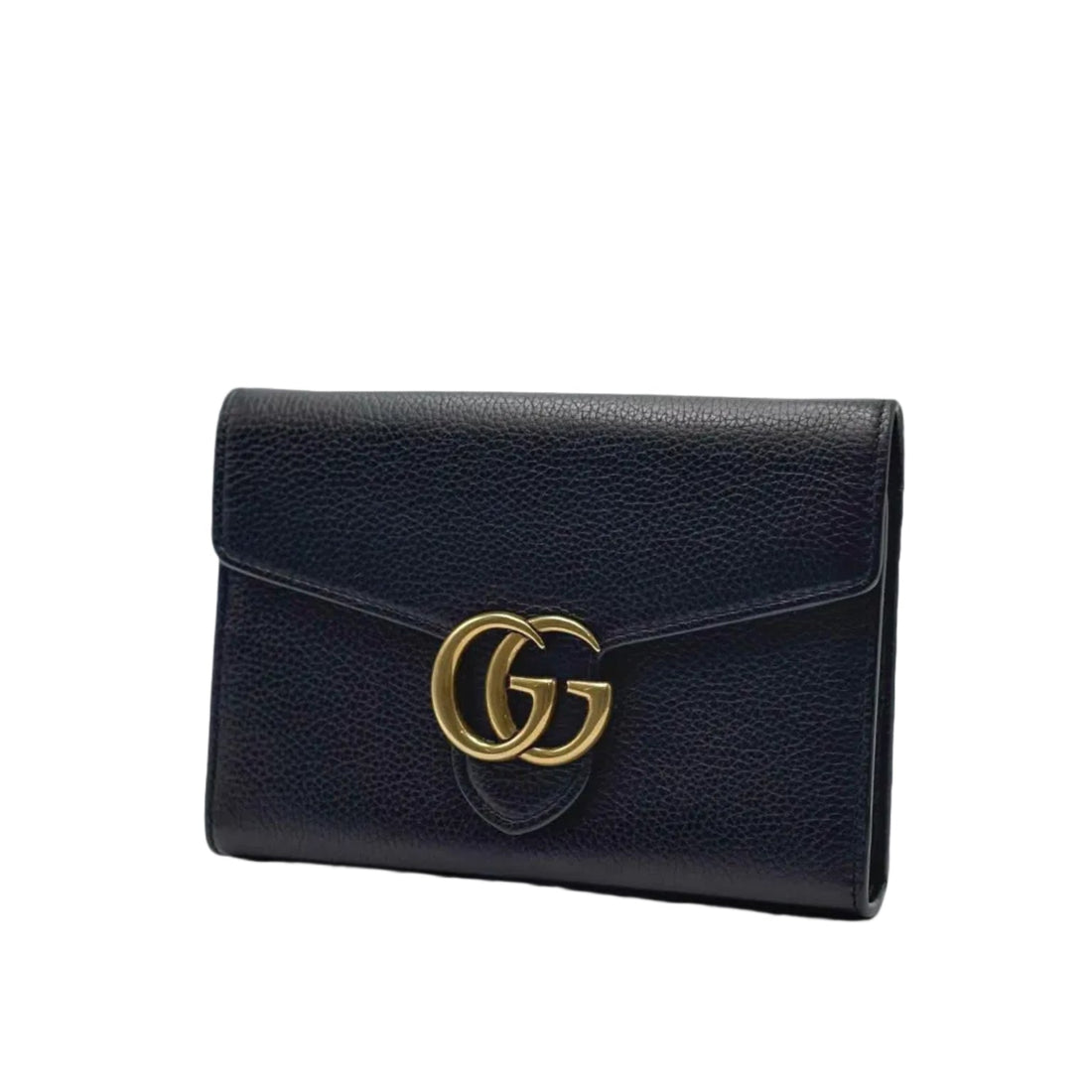 Gucci GG Marmont Gold Label Logo Leather Chain Wallet Shoulder Messenger Bag Black (Like new) BB44HW6