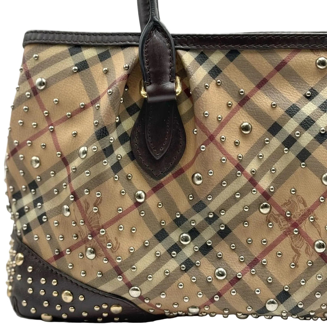 Burberry Haymarket Check Studded Hannington Satchel Bag (Pre-owned) 4G7TKBV