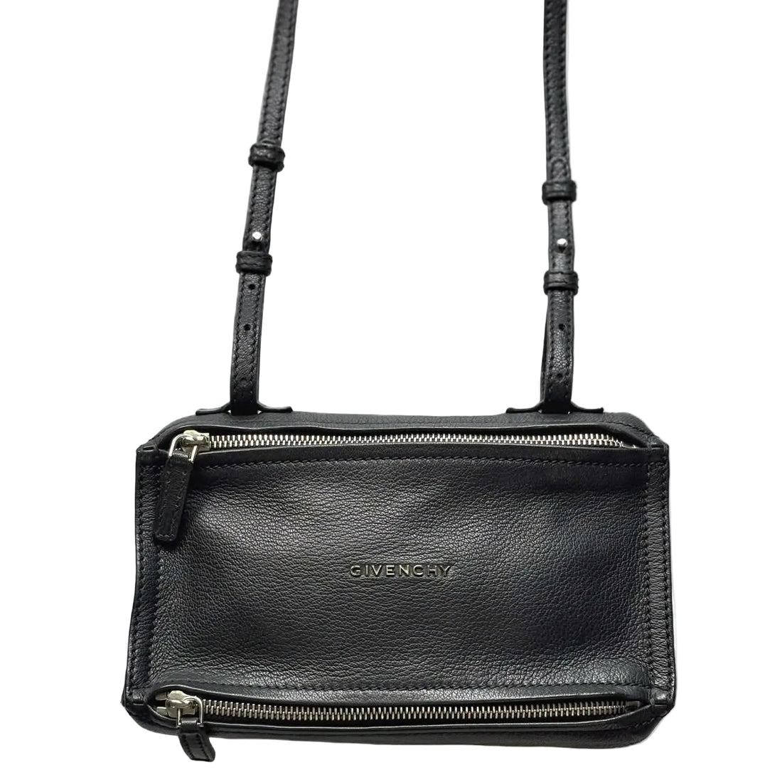 Givenchy Pandora Bag in Black Goat Skin Leather & Silver Hardware (Pre-owned) 34YMCB8