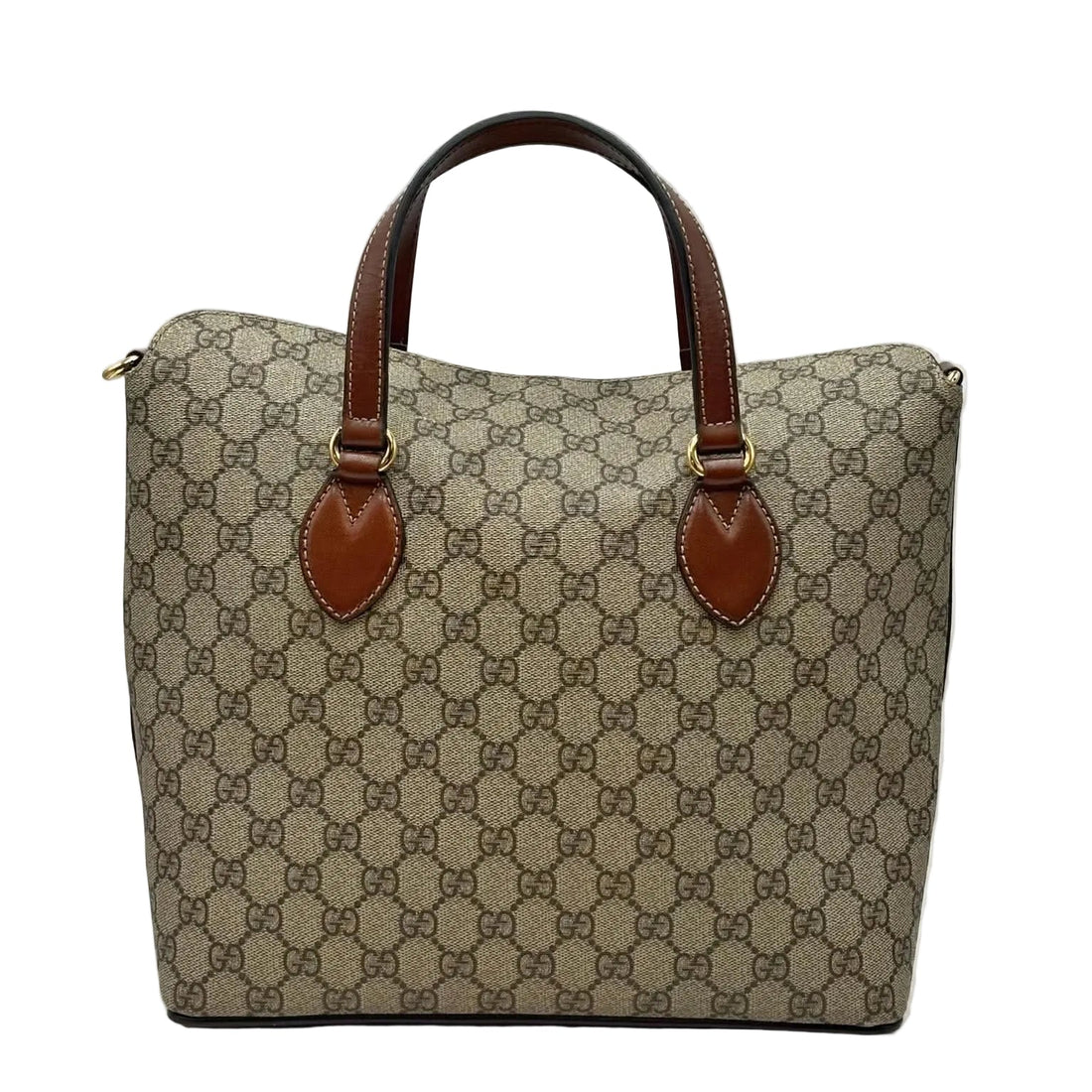Gucci GG Supreme Monogram Linea A Foldover Tote Brown (Pre-owned) BT7RWX6