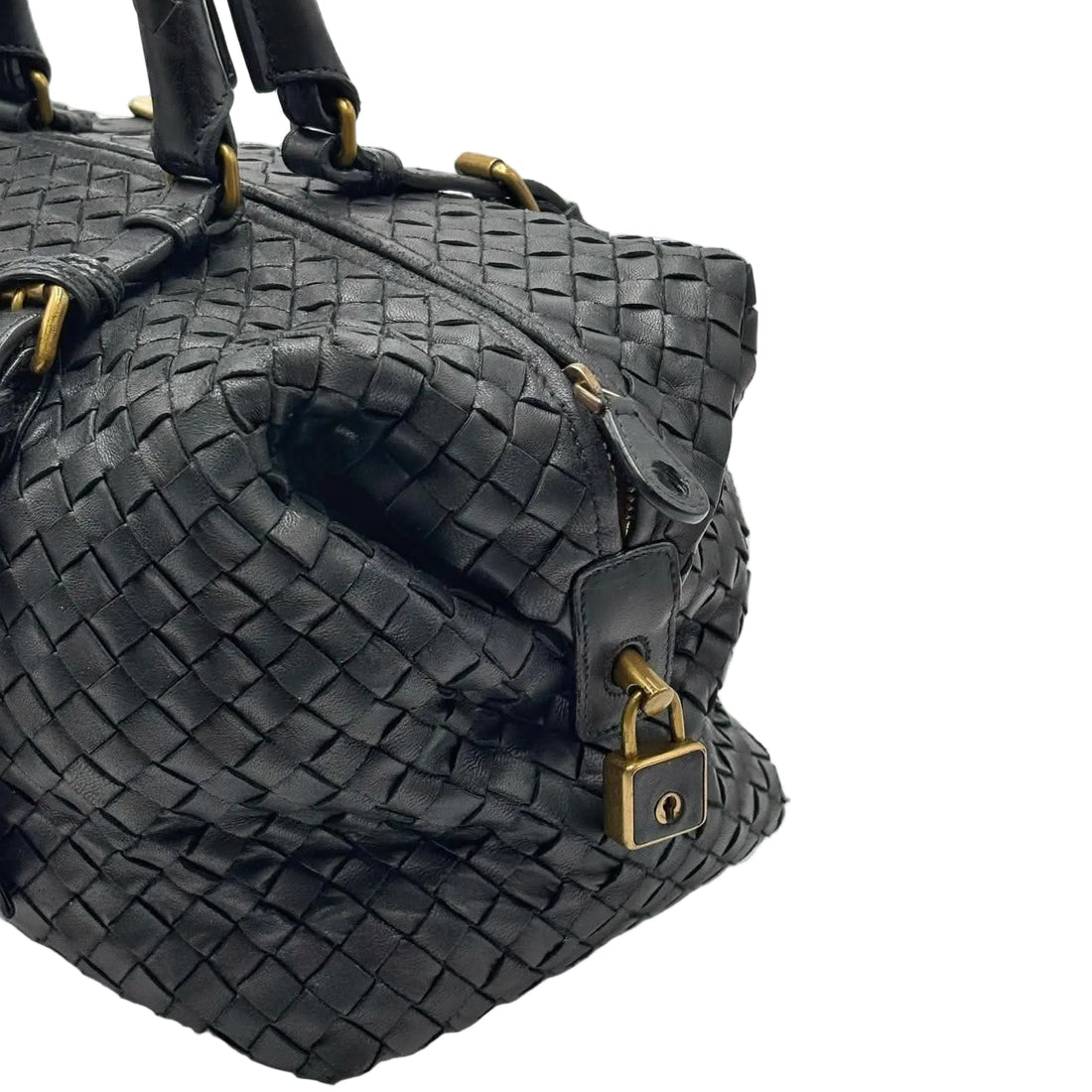 Bottega Veneta Black Intrecciato Woven Nappa Leather Montaigne Satchel Bag (Pre-owned) HCQ79BT