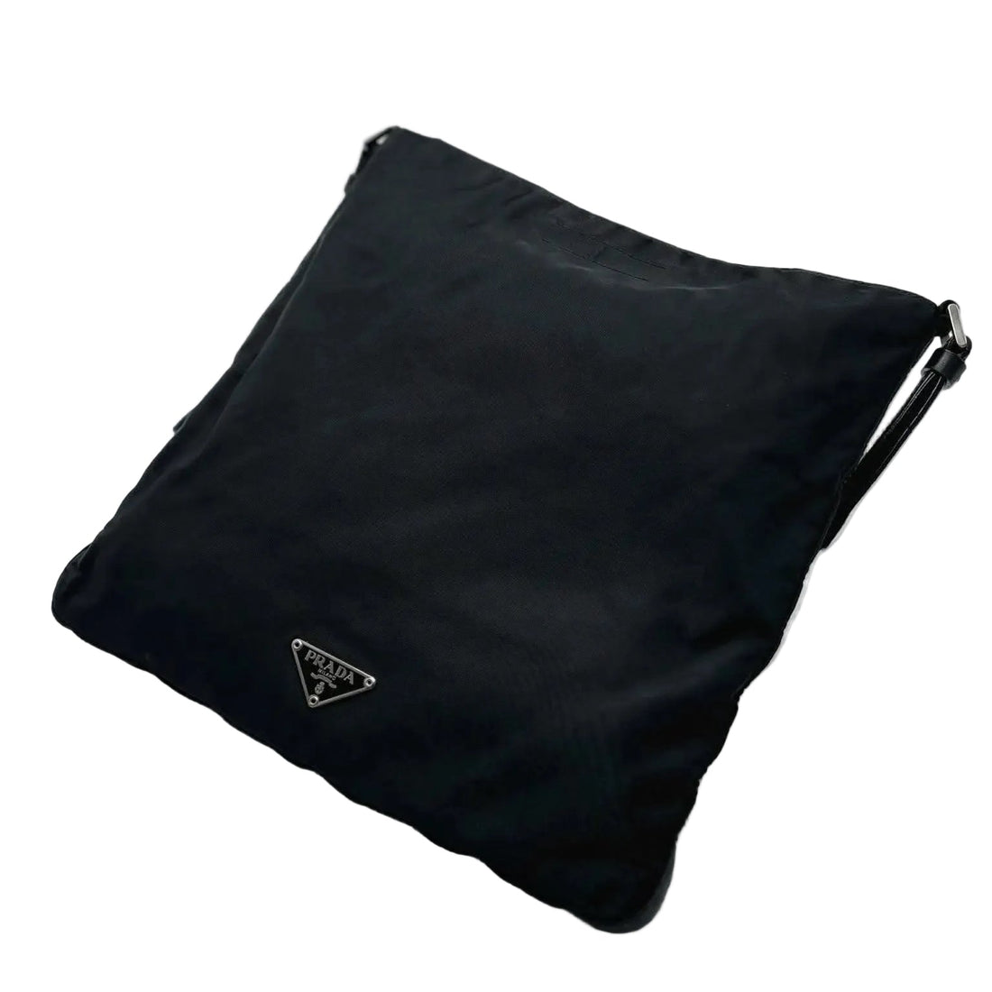 Prada Tessuto Nylon Flat Messenger Bag Black (Pre-owned)