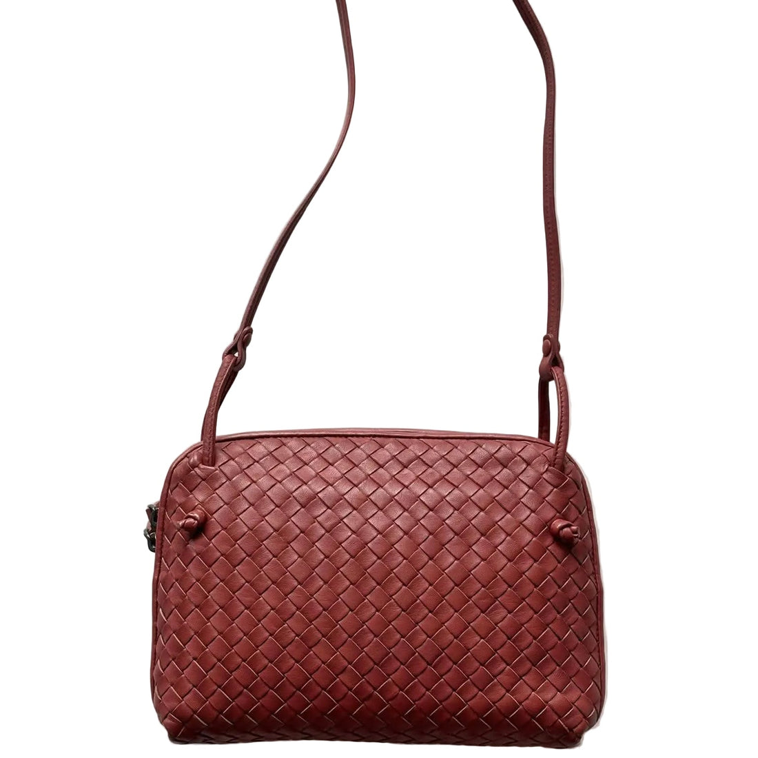 Bottega Veneta Burgundy Intrecciato Woven Nappa Leather Nodini Crossbody Bag (Pre-owned) X4MVWTT