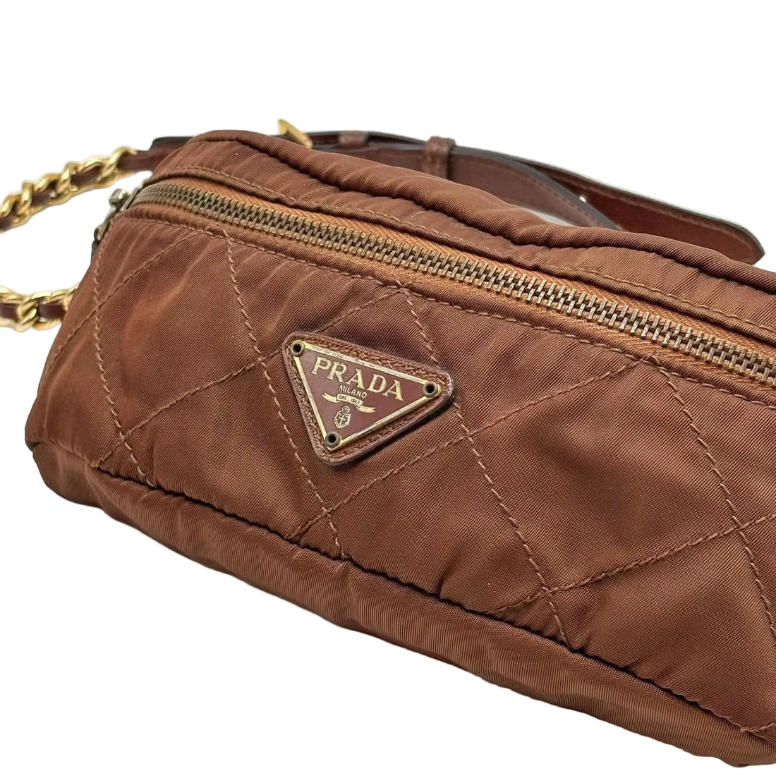 Prada Brown Nylon Small Shoulder Bag (Pre-owned)