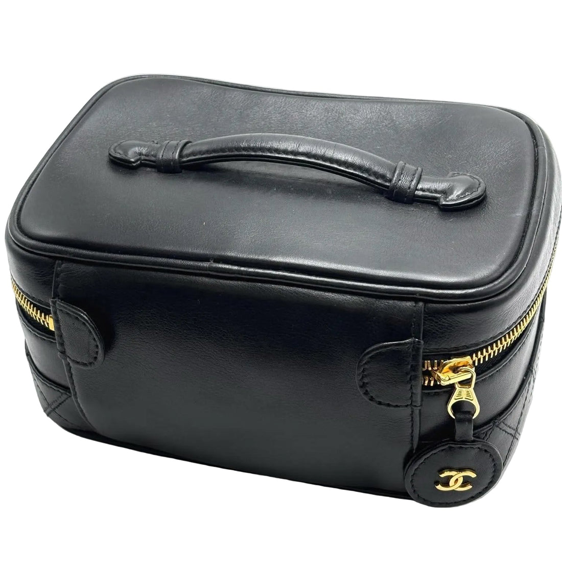 Chanel Lambskin Vanity Case in Black Leather (Pre-owned) T89KB46