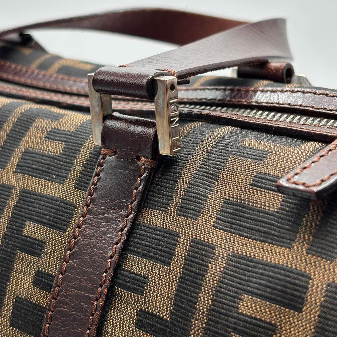 Fendi Brown Zucca Canvas Boston (Pre-owned) W8CGB6J