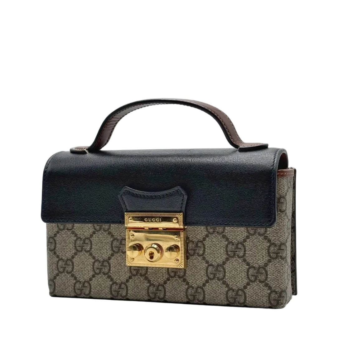 Gucci  Mini Padlock Top Handle Shoulder Bag GG Supreme Canvas (Like new) 7J9GKH8