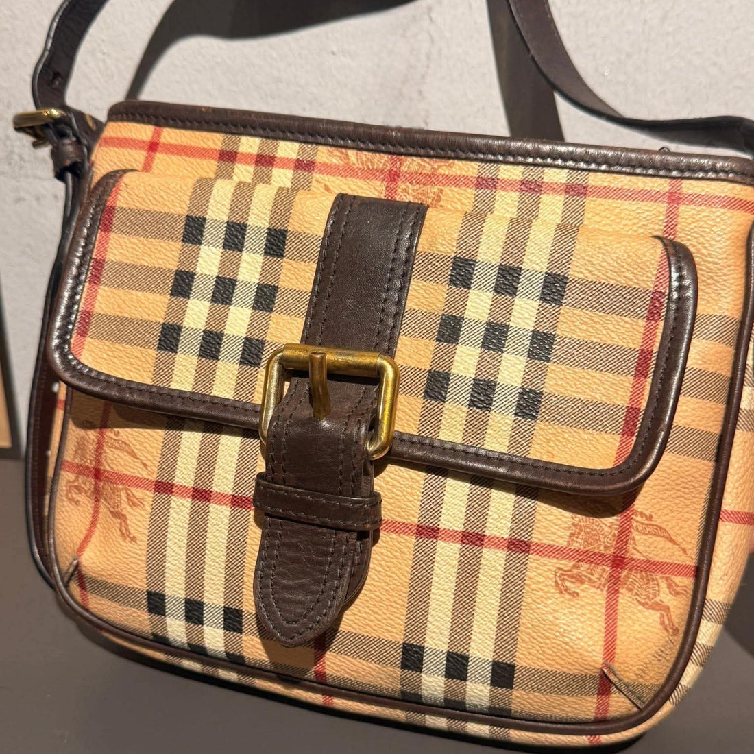 Burberry Haymarket Check Coated Canvas Crossbody Bag (Pre-owned)