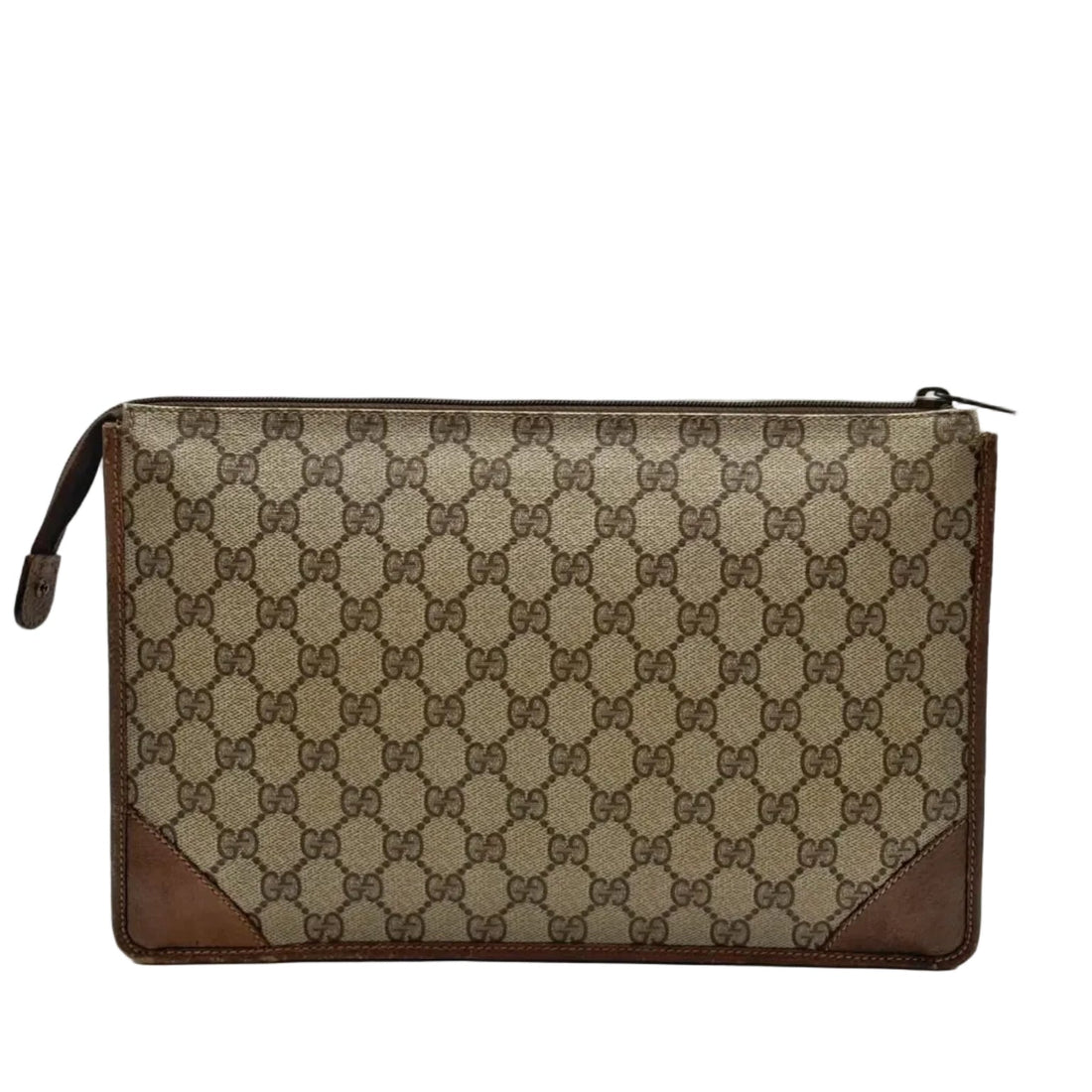 Gucci Ophidia Brown Canvas Clutch Bag Vintage (Pre-owned) MXJR6TW