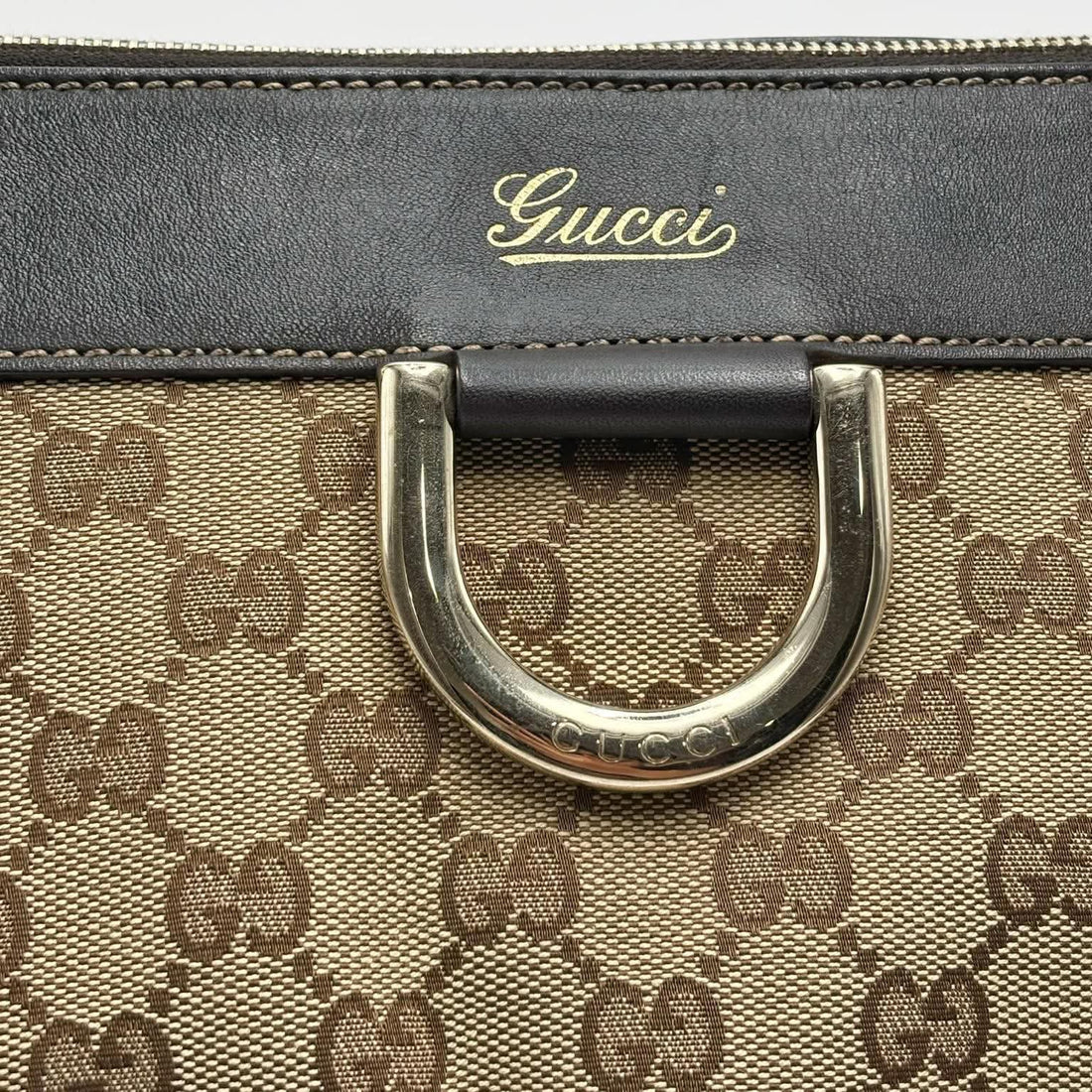 Gucci Monogram D Gold Tote Dark Brown Vintage (Pre-owned) 7JK26CK