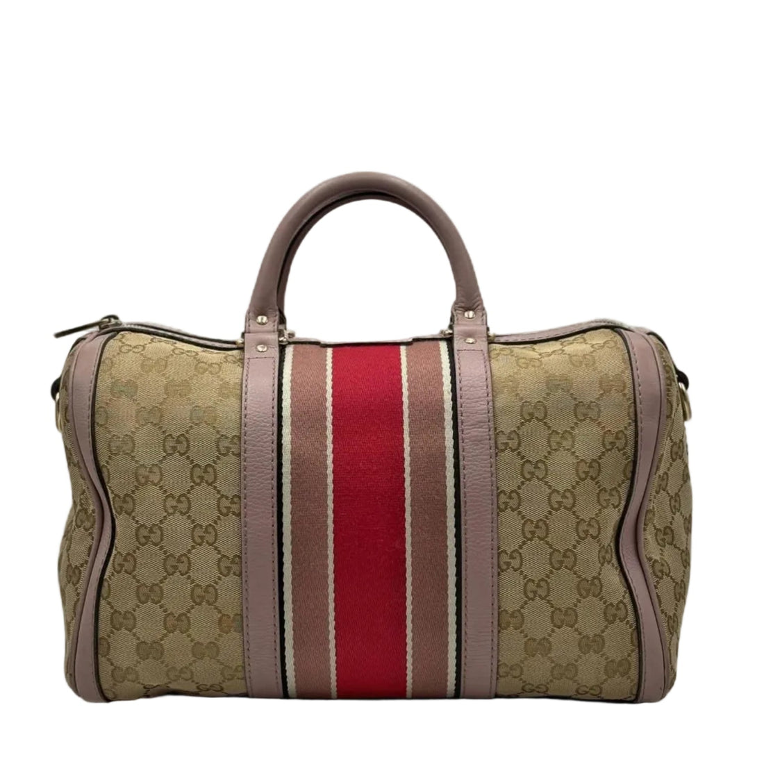 Gucci Vintage Web Boston Bag GG Canvas Medium Satchel (Pre-owned) YC8GD49