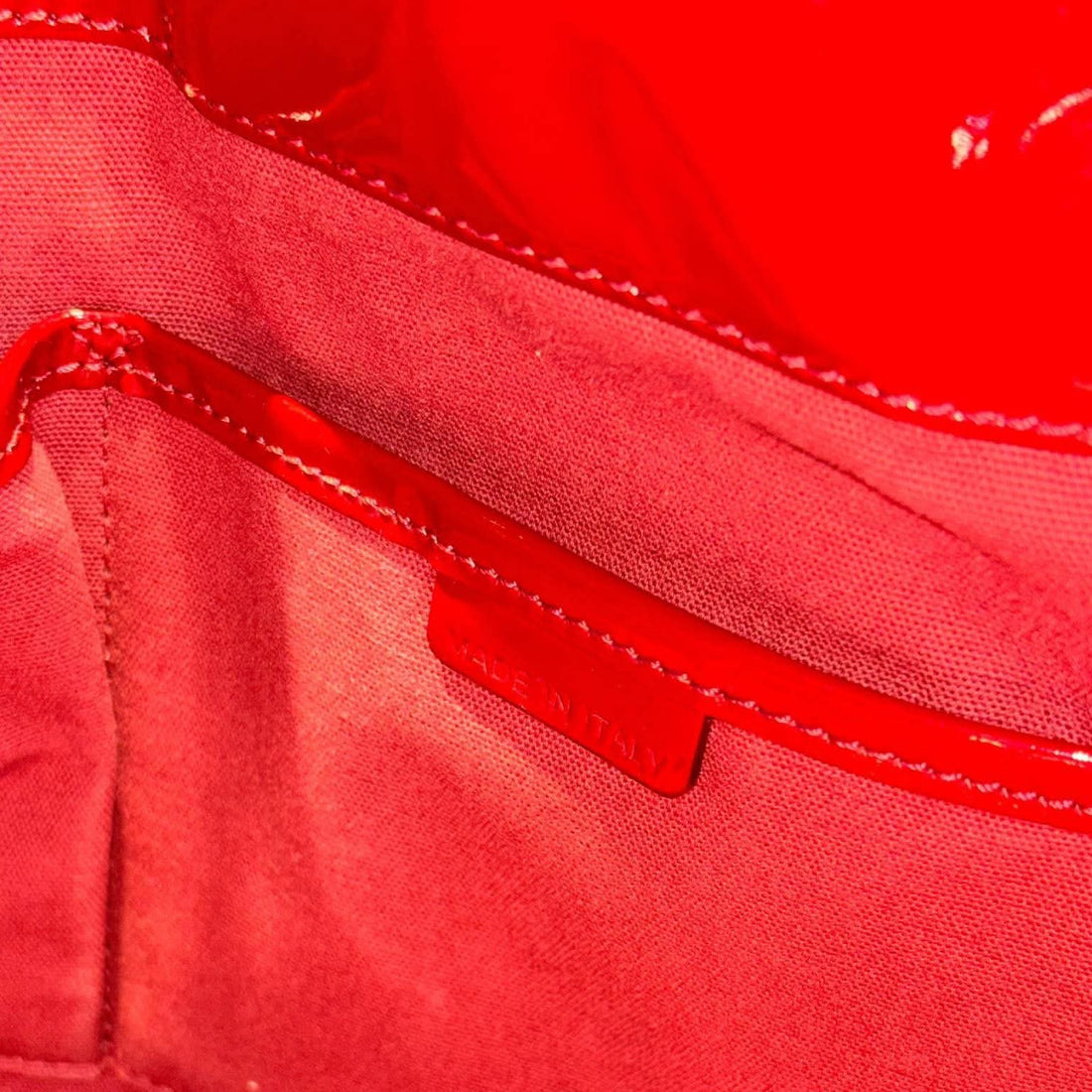 Burberry Red Check Embossed Patent Leather Bilmore Tote (Pre-owned)