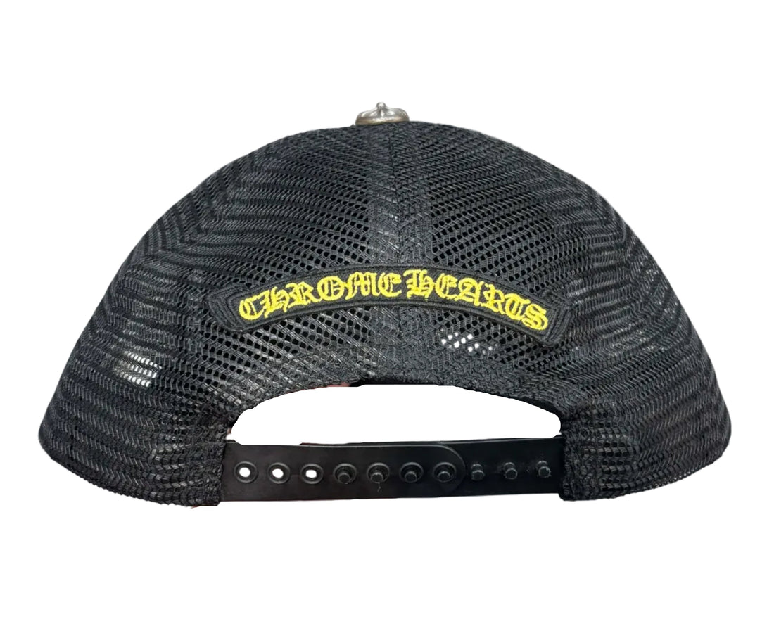 Chrome Hearts Plus Cross Seal Stamp Black Trucker Hat