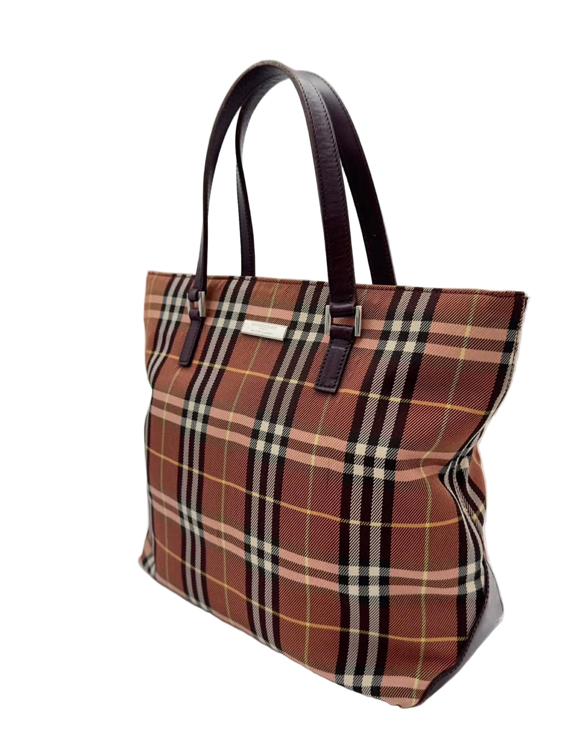 Burberry Blue Label Nova Check Mini Tote Bag with Brown Leather Trim (Like new)