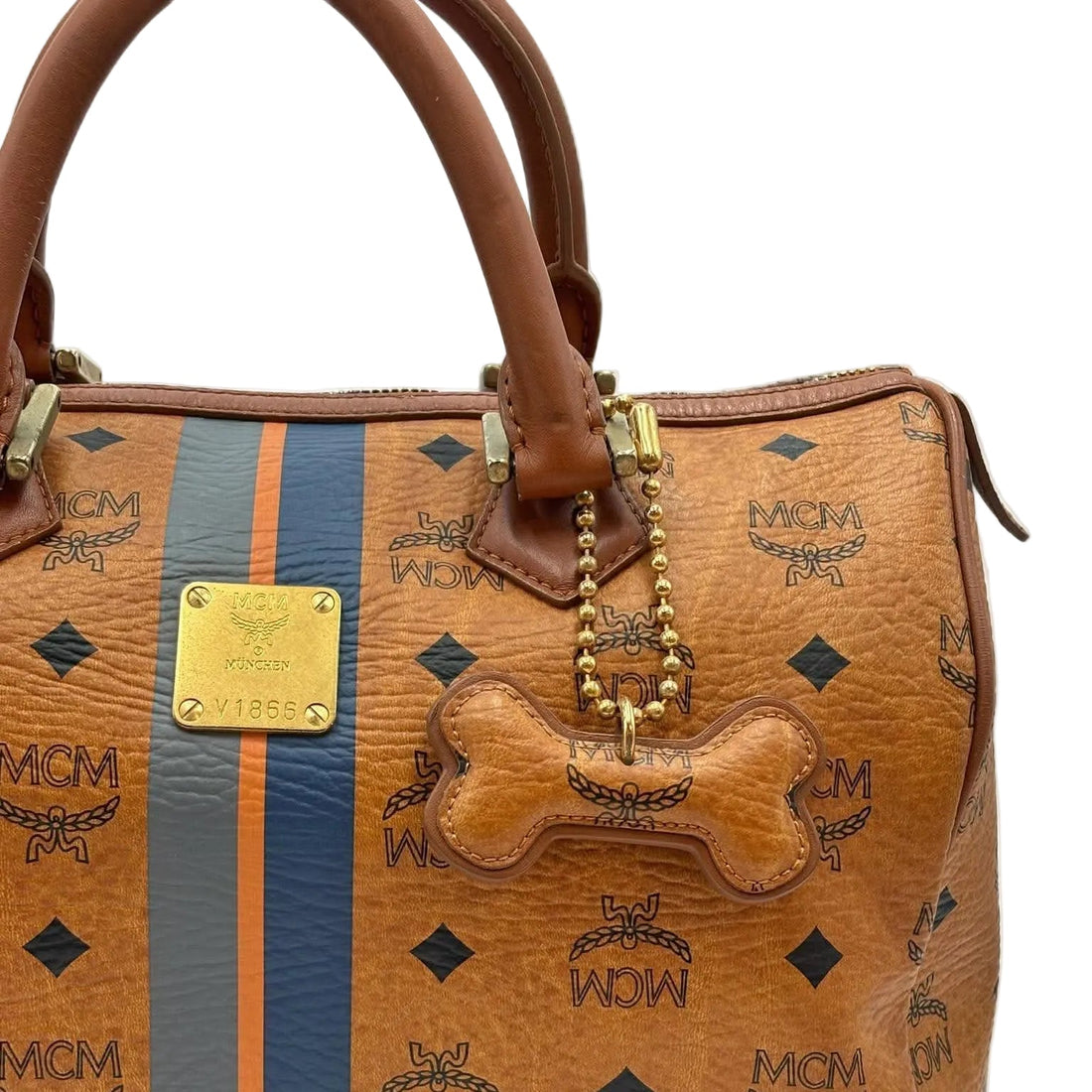 MCM Visetos Dog Bone Boston Bag (Pre-owned)
