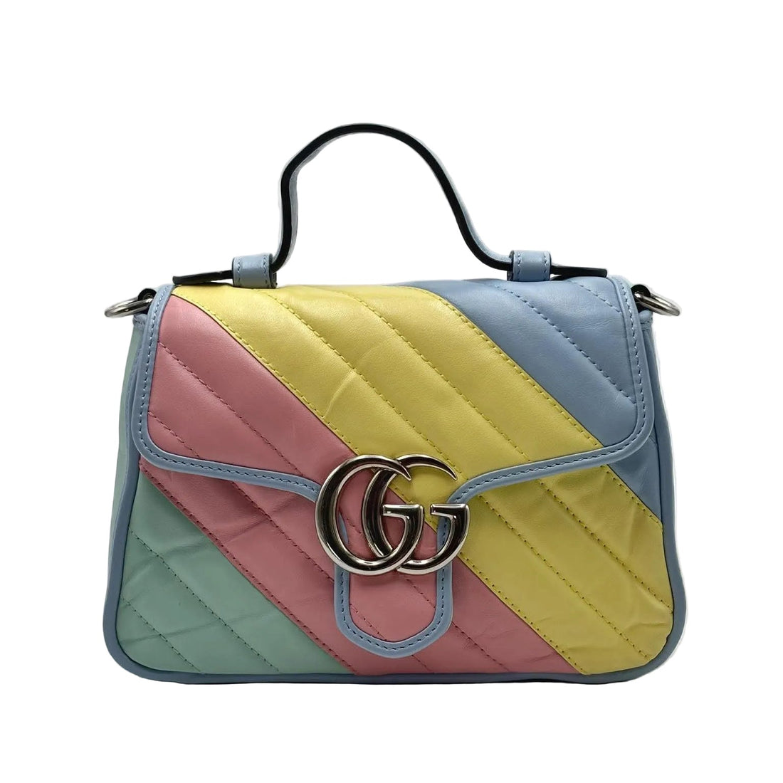 Gucci Multicolored Quilted Leather Marmont Mini Top Handle Bag (Like new) 6G2C7WM