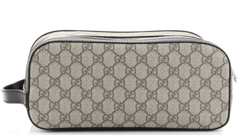 Gucci Double Zip Toiletry Bag GG Coated Canvas Medium