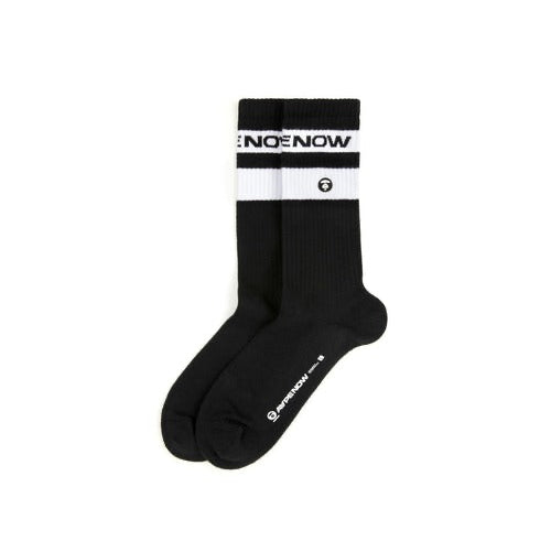 AAPENOW Logo Striped Crew Socks Black