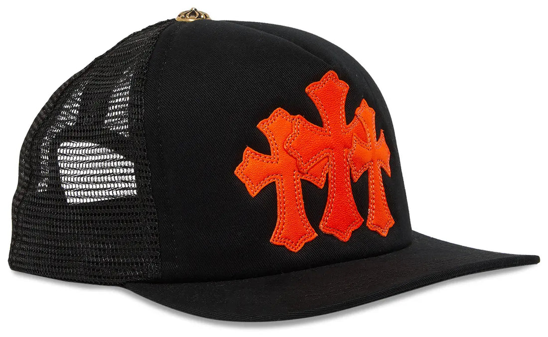 Chrome Hearts St. Barths Exclusive Cemetery Cross Trucker Hat 'Black/Orange'