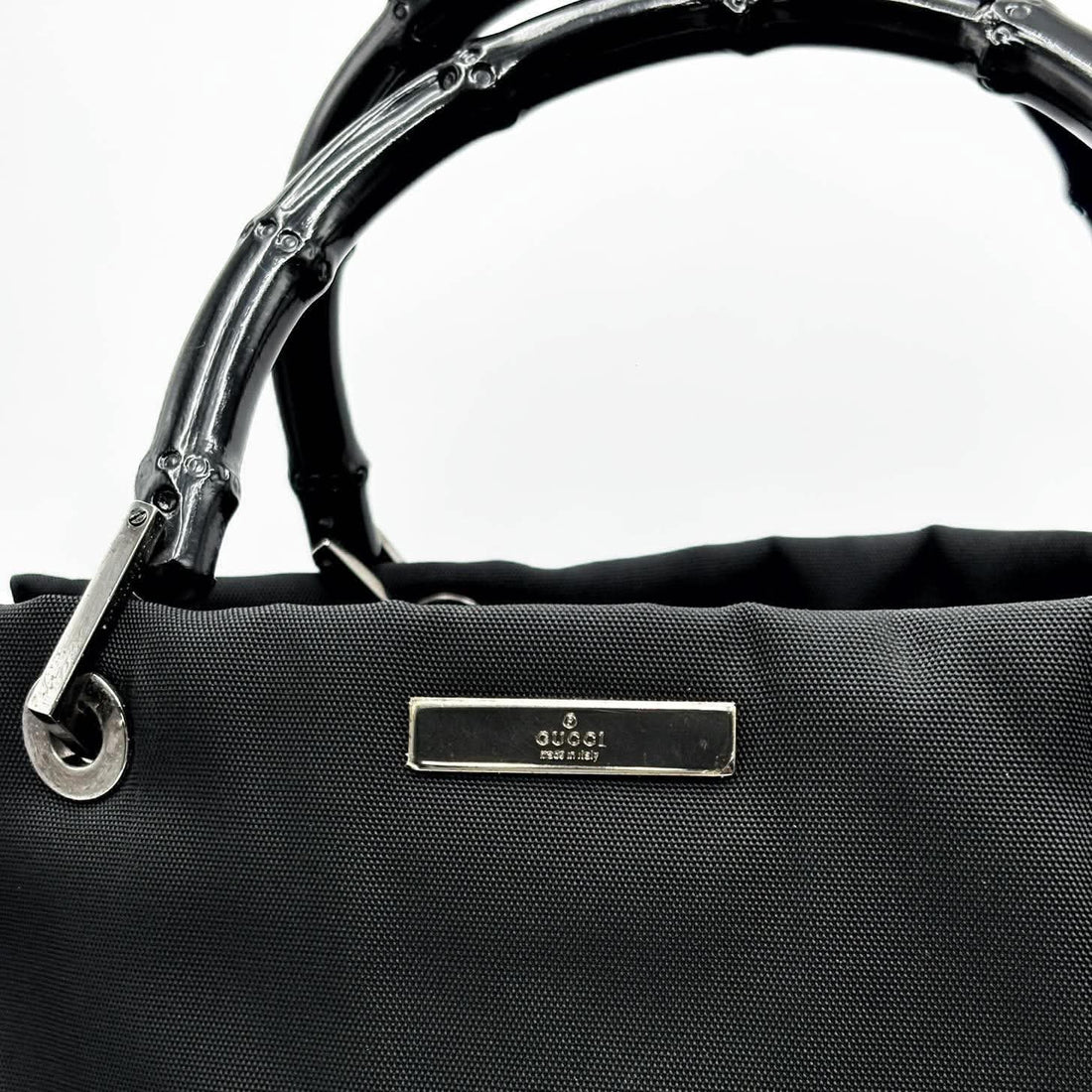 Gucci Black Nylon And Bamboo Work Tote Bag (Pre-owned) 9GC7QD9