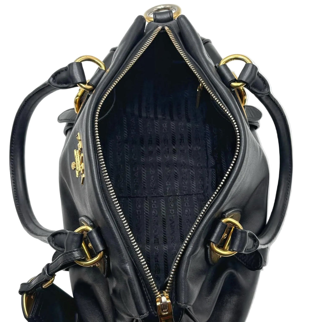 Prada Black Soft Calf Leather Satchel Bag W/ Long Strap (Pre-owned) RBCTQTV
