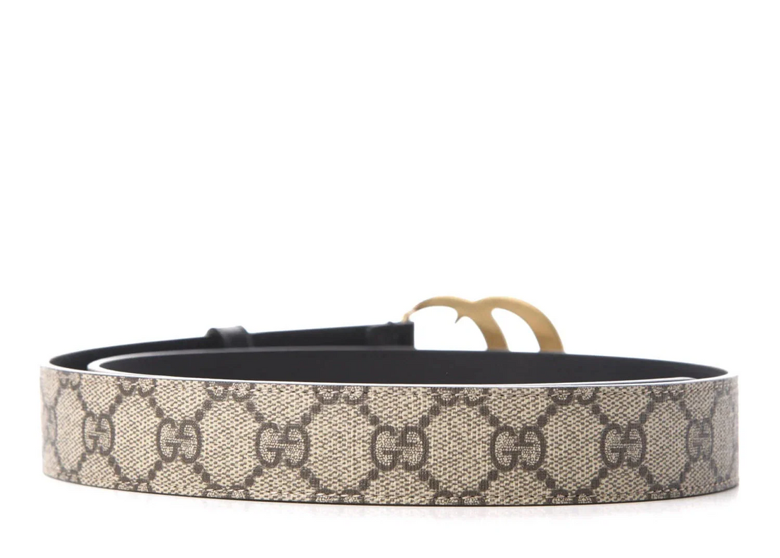 Gucci GG Supreme Monogram Matte Plutone Calfskin Double G Beige Black (Brandnew)