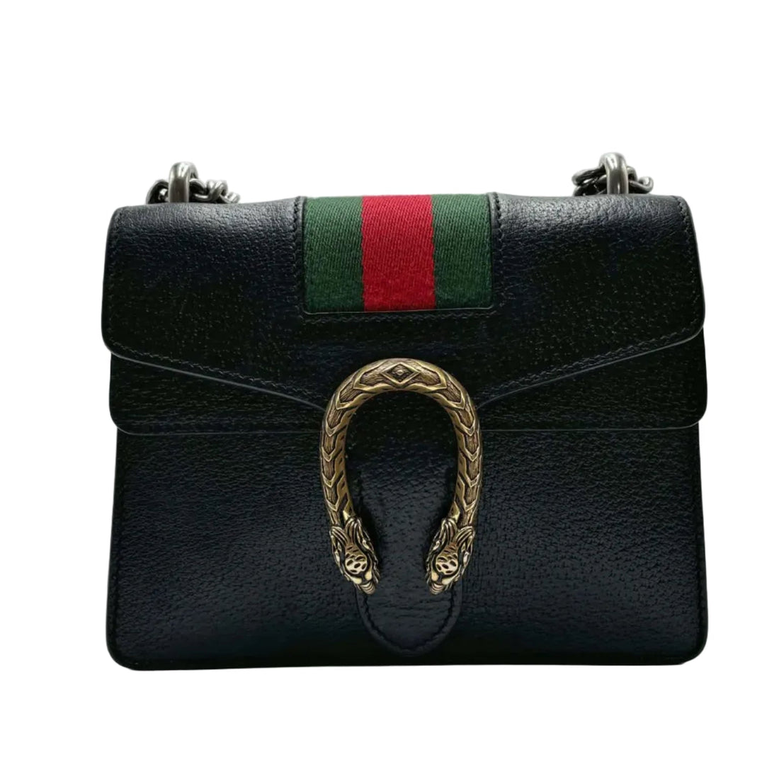 Gucci Dionysus Shoulder Bag Leather/Web Mini Black (Pre-owned) 442VCBJ