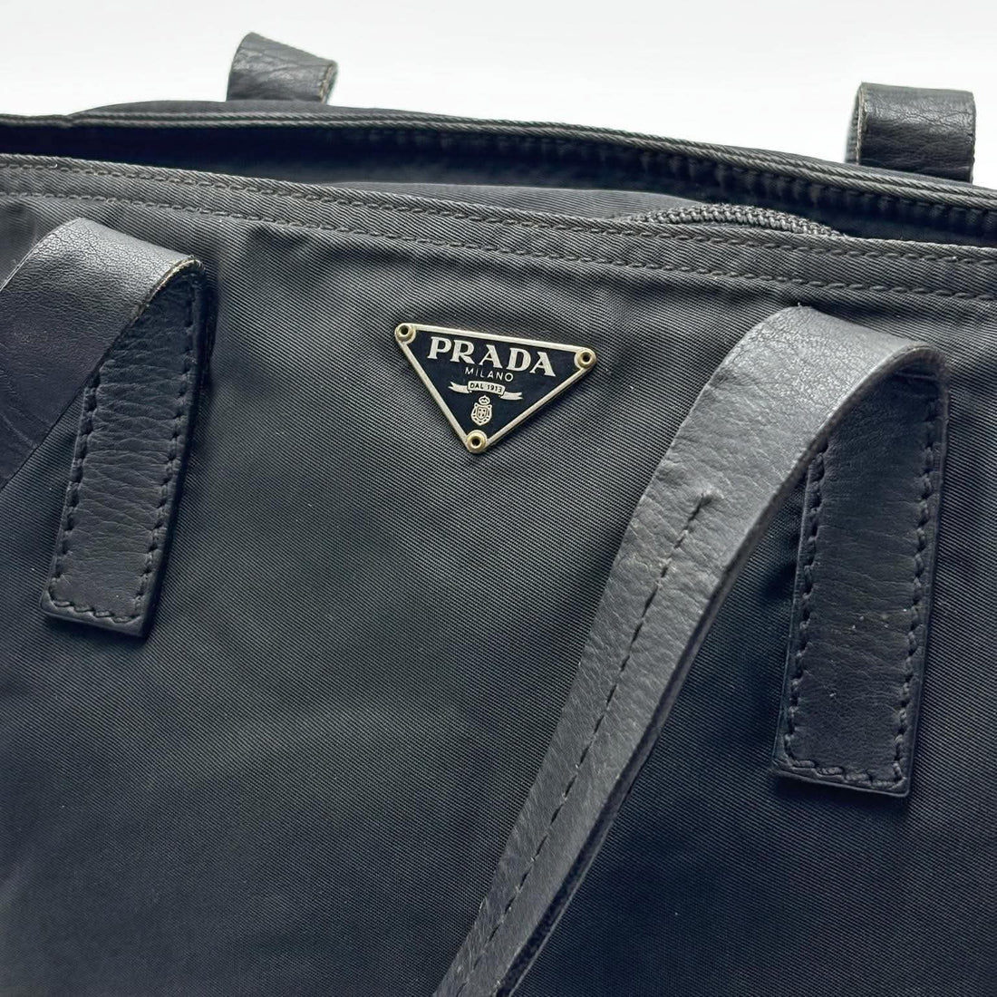 Prada Nylon Tessuto Black Mini Tote Shoulder Bag (Pre-owned)
