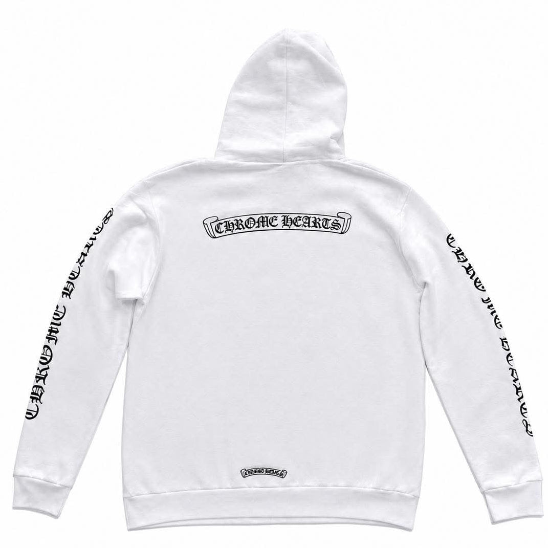 Chrome Hearts  White Scroll Label Zip Up Hoodie