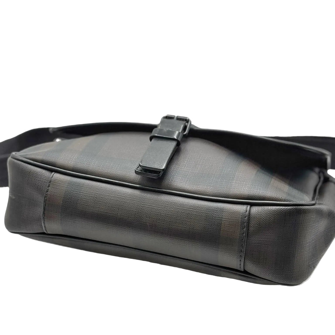 Burberry Black/Brown Check Coated Canvas Messenger Bag (Pre-owned)