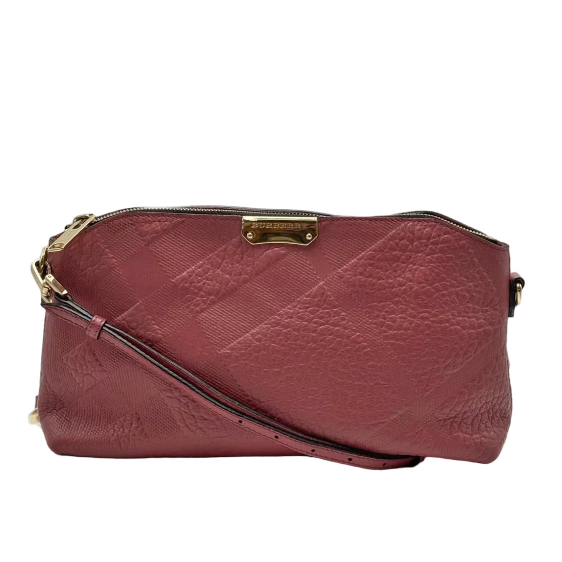 Burberry Red Signature Grain Check Embossed Leather Peyton Crossbody Bag (Pre-owned) 6YWG7K4