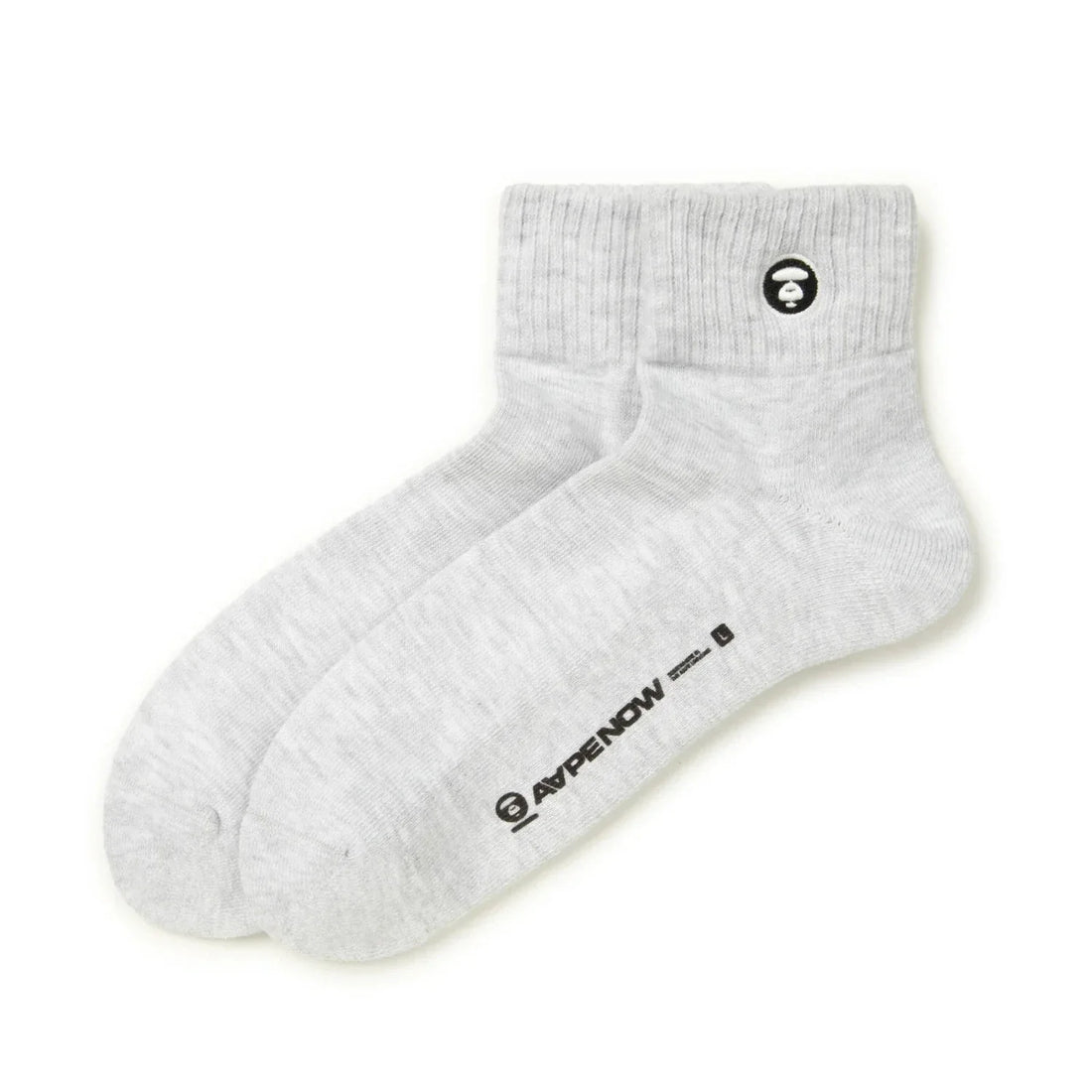 AAPE Moonface Embroidered Ankle Socks White Heather