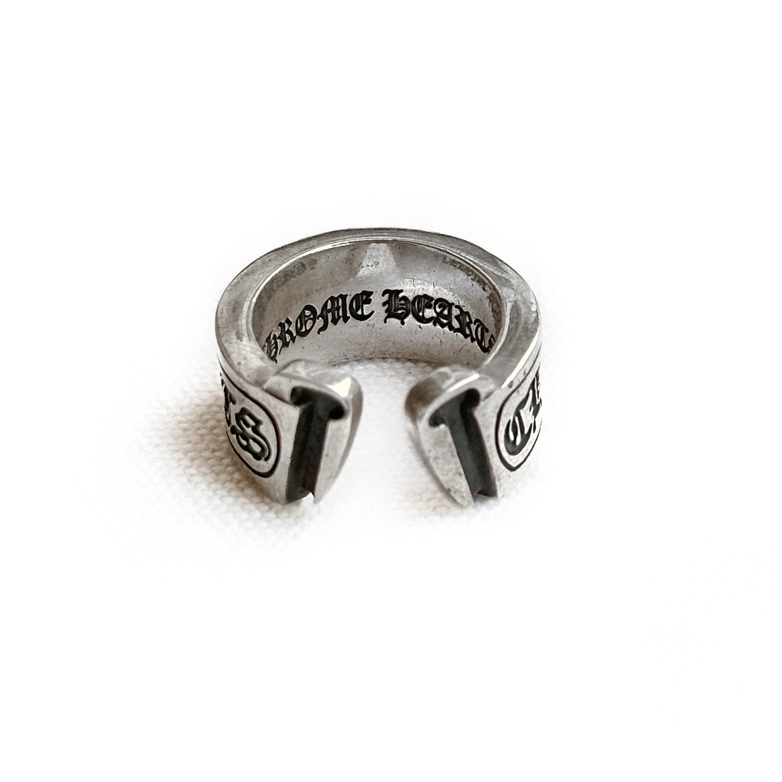 Chrome Hearts Large Scroll Label Ring in Sterling Silver (Vintage) size 8.5