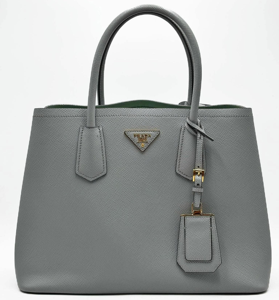 Prada Medium Saffiano Leather Double Prada Bag Grey (Pre-owned) GJ9V8B4