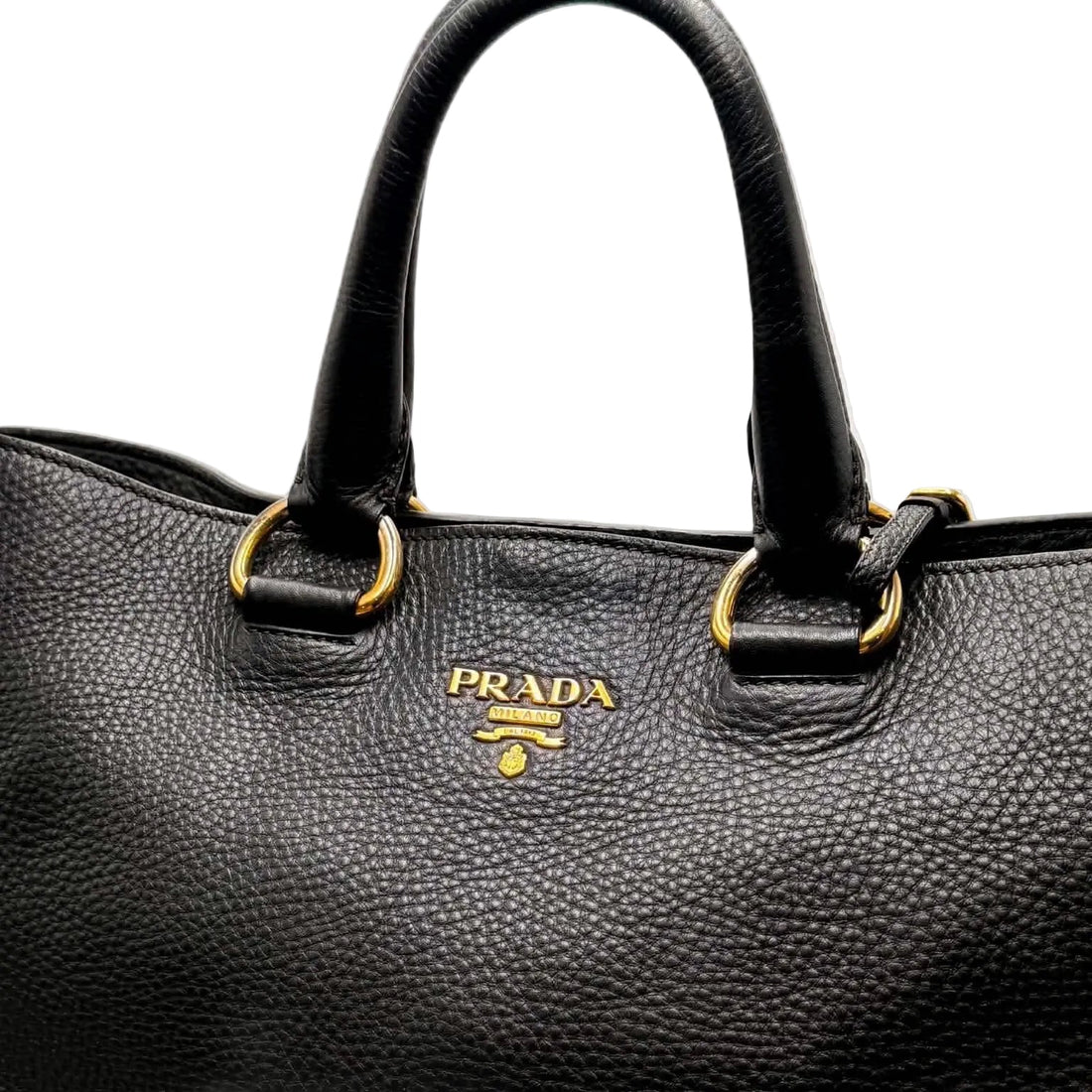 Prada Black Vitello Daino Leather Shopping Tote Bag (Pre-owned) WDJT42T