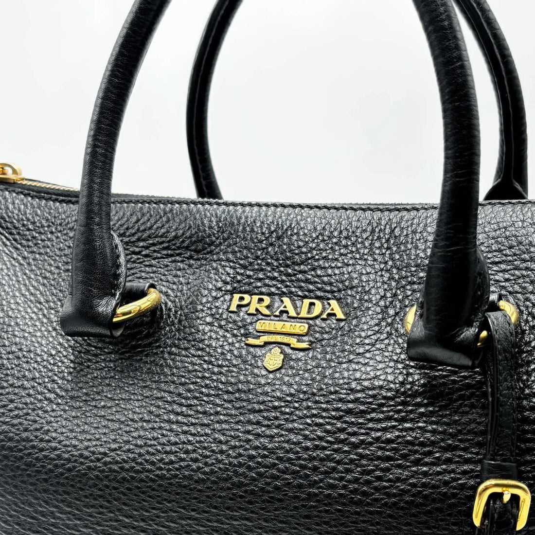 Prada Black Vitello Phenix Leather Bauletto Bag (Pre-owned) GRVJT82
