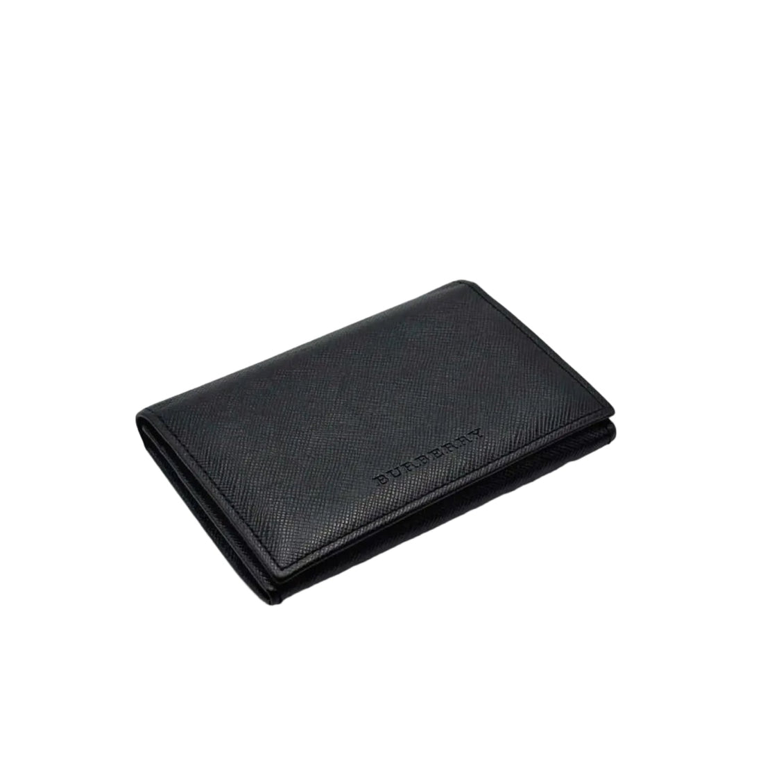 Burberry Black Leather Card Holder Wallet Nova Check Lining Slim (Like new)