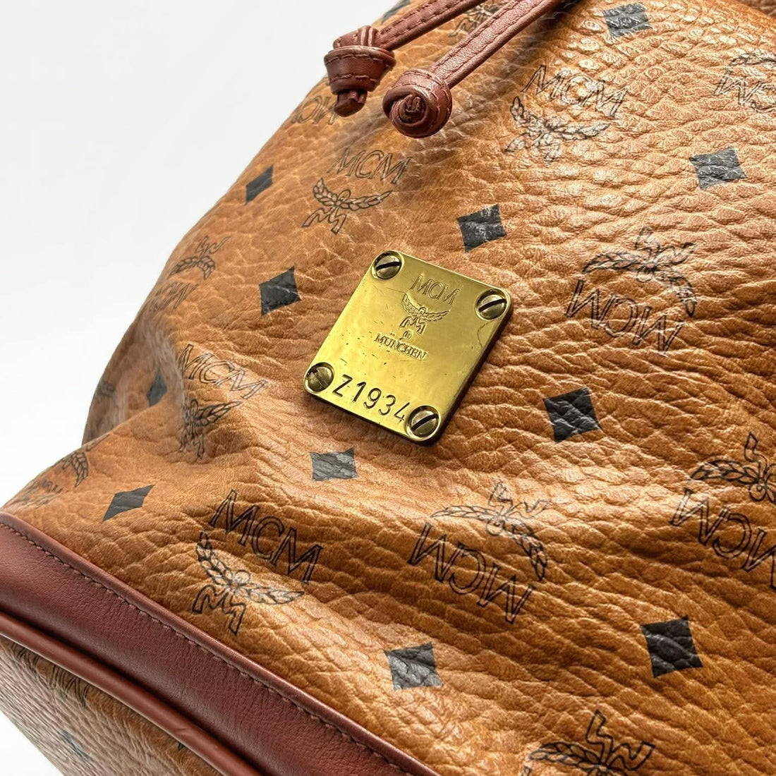 MCM Visetos Drawstring Bucket Bag Brown (Pre-owned)