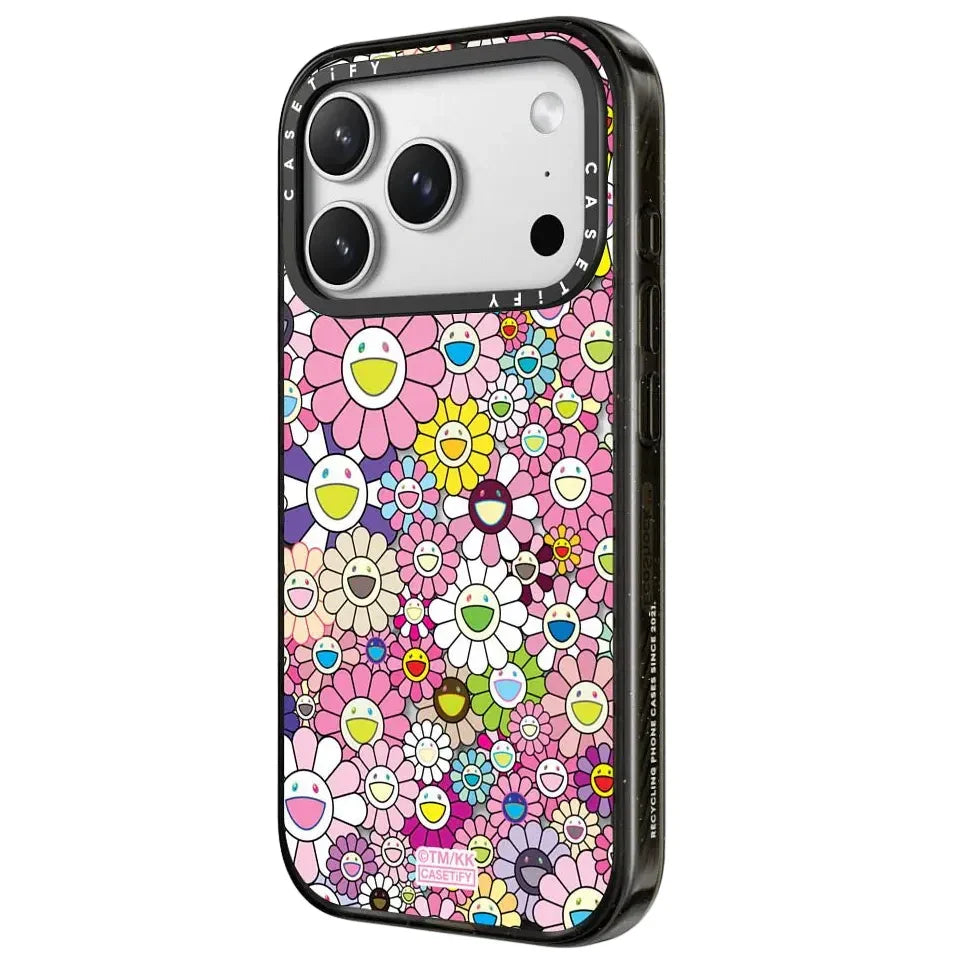 CASETIFY  x Takashi Murakami Flowers Bloom Rainbow (Pink) iPhone 17 Pro Max Glaze Case Black