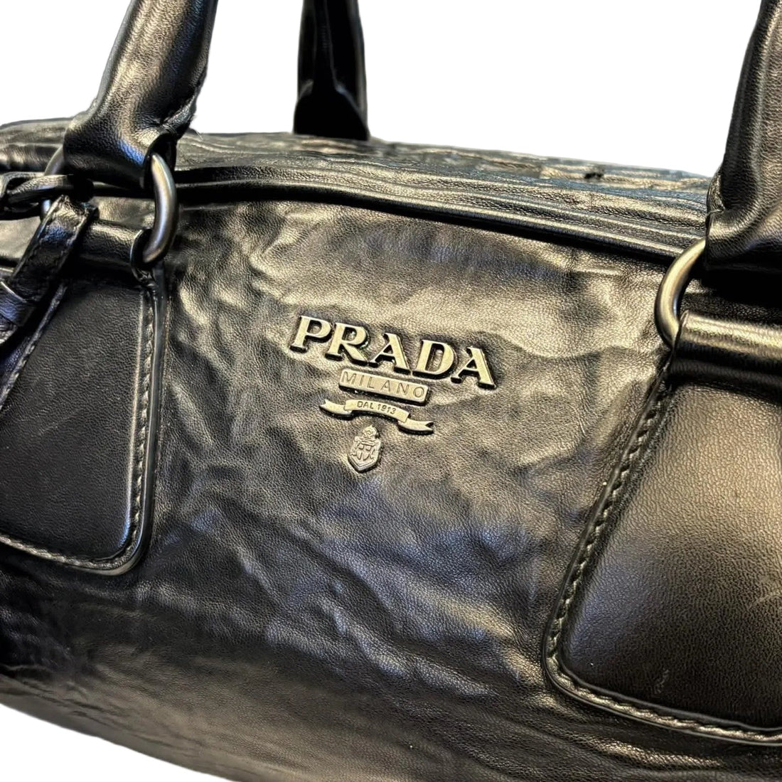 Prada Black Nappa Antique Leather  Tote Bag (Pre-owned) QV2T4CB