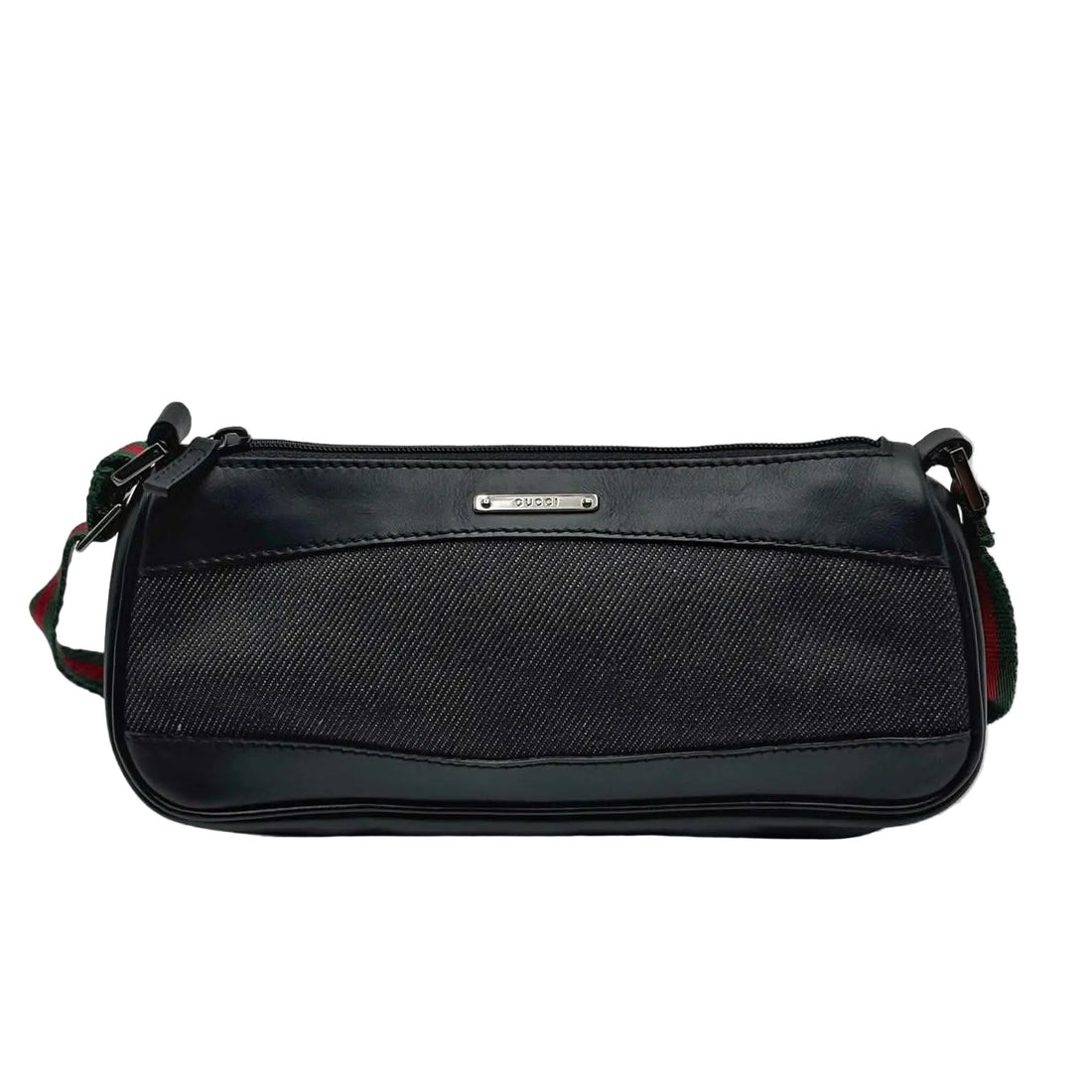 Gucci Denim Web Shoulder Bag (Pre-owned)